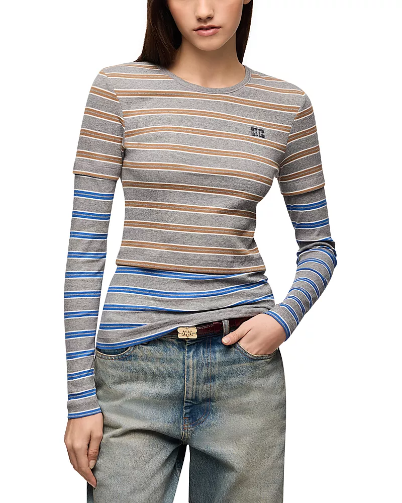 Ganni Layered Double Stripe Top