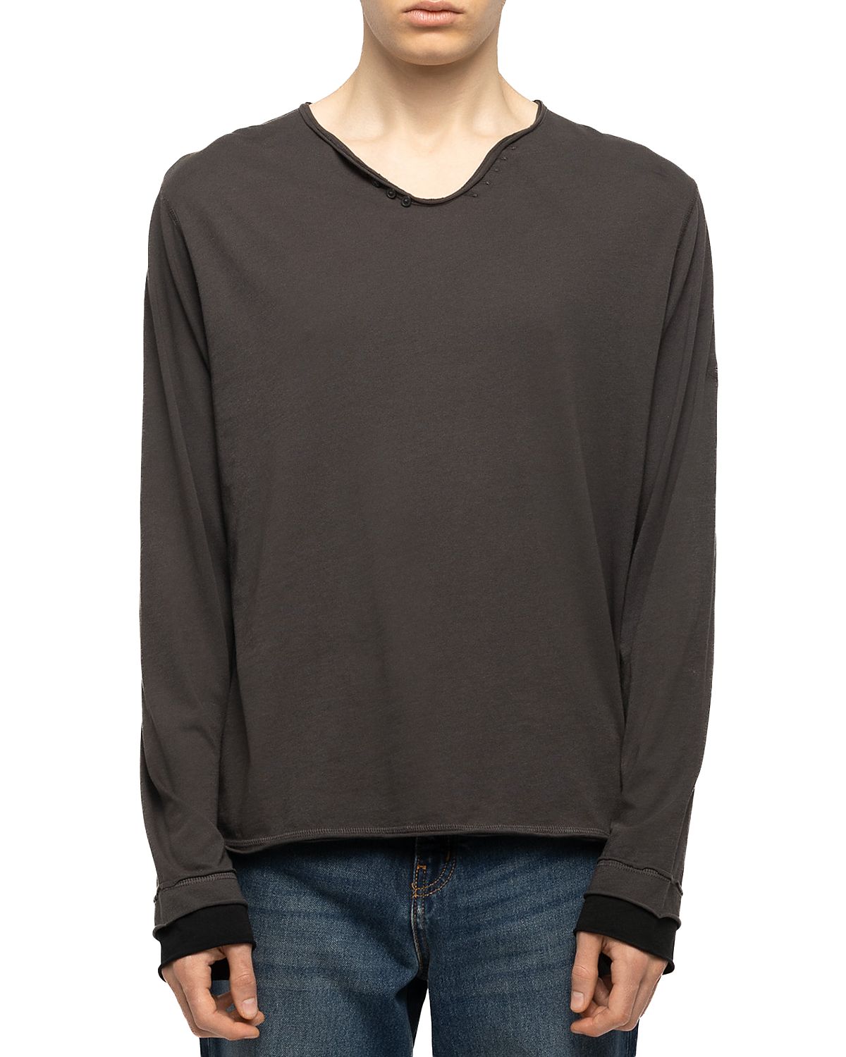 Zadig & Voltaire Monastir Five Button Cotton Henley Shirt