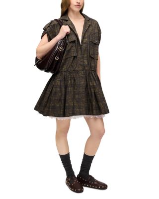 Printed Stretch Cotton Blend Dress