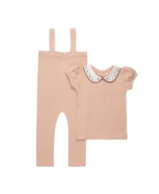 Ely's & Co. Unisex Embroidered Collar Collection T-shirt and Overalls - Baby, Little Kid