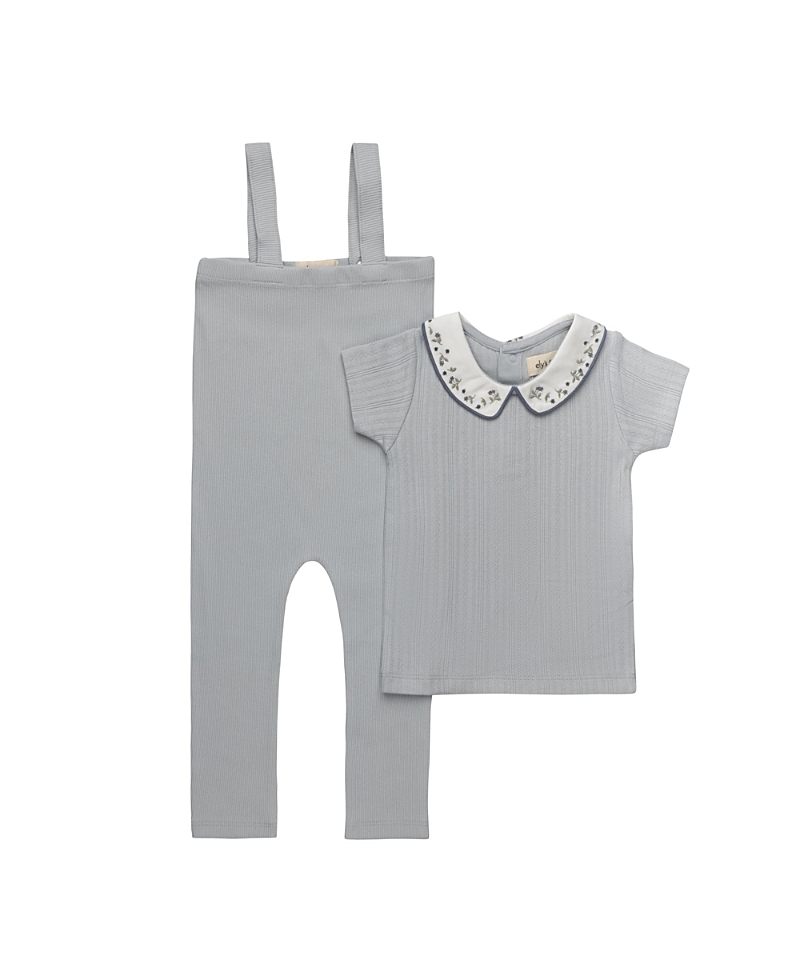 Ely's & Co. Unisex Embroidered Collar Collection T-shirt and Overalls - Baby, Little Kid