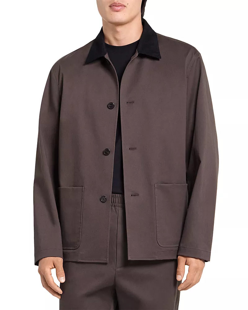 Theory Four Button Jacket in Moonsoft Cotton