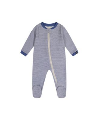 Boys' Stripe Organic Cotton Front Zipper Footed One Piece Pajama - Baby