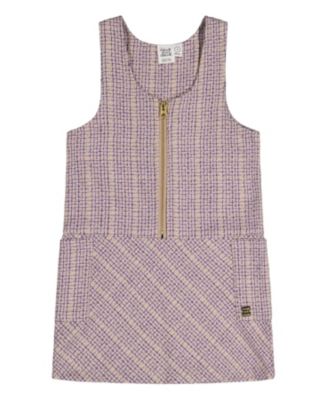  Girls' Checkered Panel Zip Front Side Pocket Jumper - Little Kid