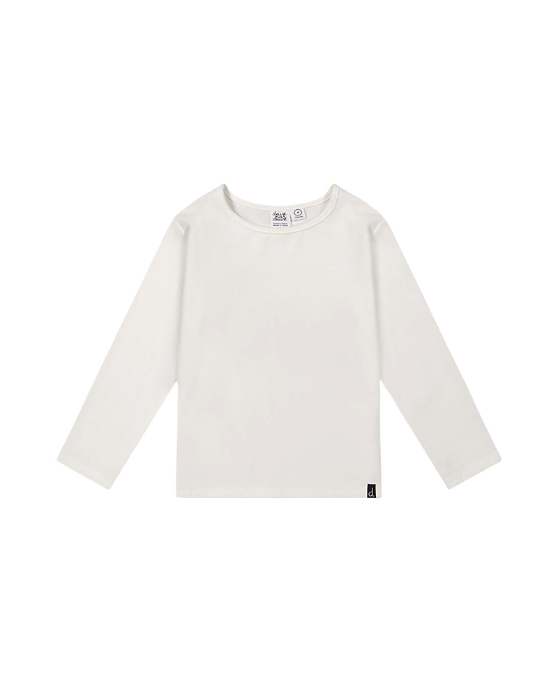 Deux par Deux Girls' Brushed Rib Crew Neck Long Sleeve Top - Big Kid