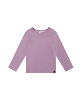 Deux par Deux Girls' Brushed Rib Crew Neck Long Sleeve Top - Big Kid