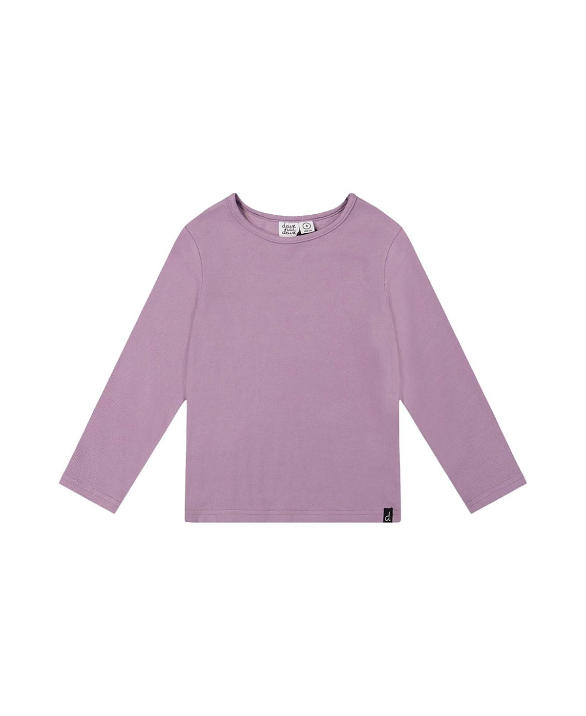 Deux par Deux Girls' Brushed Rib Crew Neck Long Sleeve Top - Big Kid