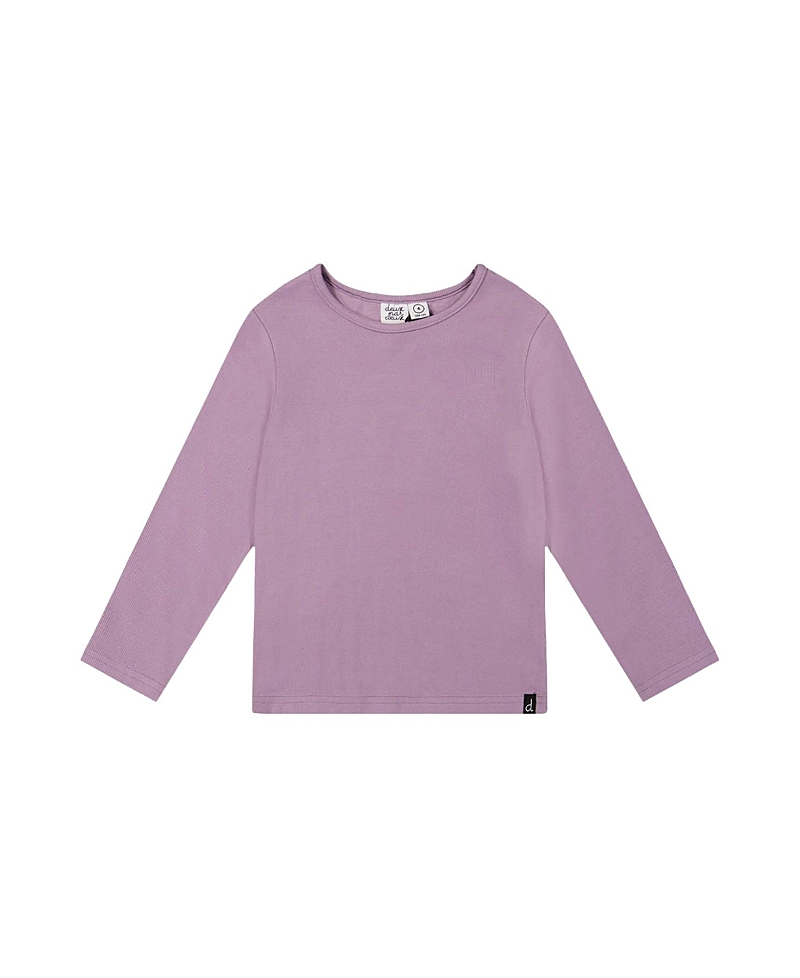 Deux par Deux Girls' Brushed Rib Crew Neck Long Sleeve Top - Big Kid