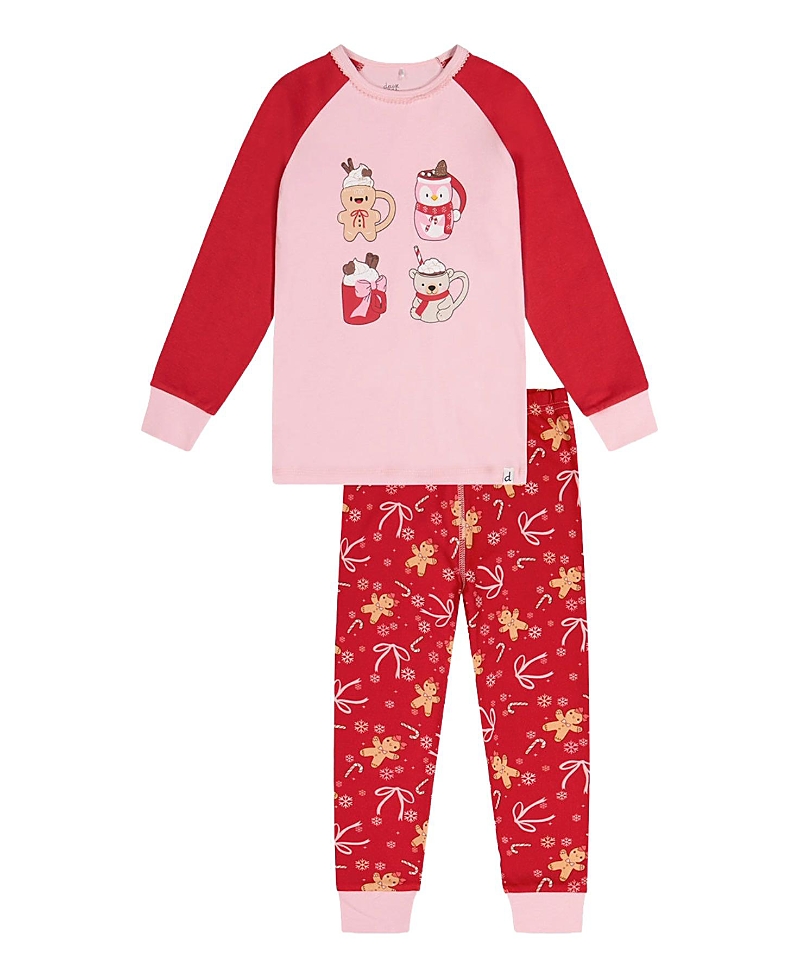 Deux par Deux Girls' Gingerbread Organic Cotton Top Pants Two Piece Pajama Set - Big Kid
