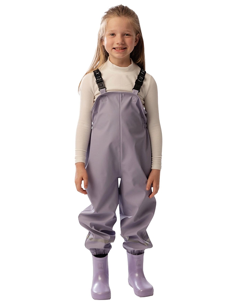 Deux par Deux Girls' Rain Reflective Strip Adjustable Suspender Overalls - Big Kid