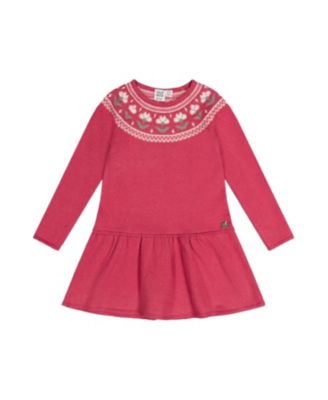  Girls' Flower Jacquard Yoke Flowy Knitted Dress - Big Kid