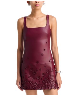 Talen Floral Leather Mini Dress