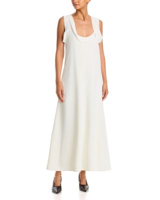Ribbed Trim Scoop Neck Dress
