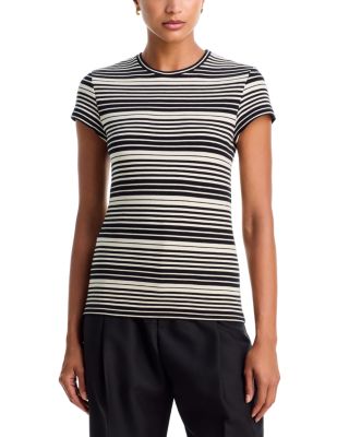 Toteme Rib Stripe Stretch Cotton Short Sleeve Tee
