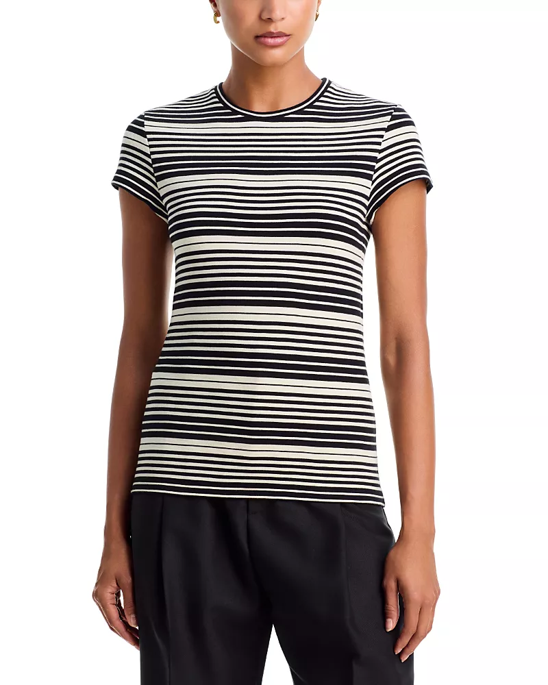 Toteme Rib Stripe Stretch Cotton Short Sleeve Tee