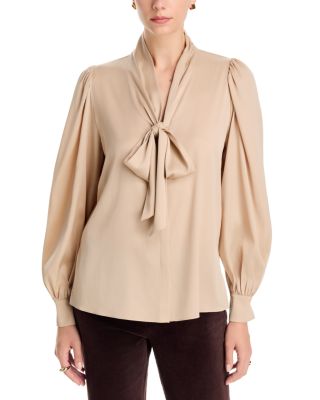 Selena Tie Neck Silk-Blend Blouse