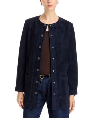 Linda Collarless Leather Coat
