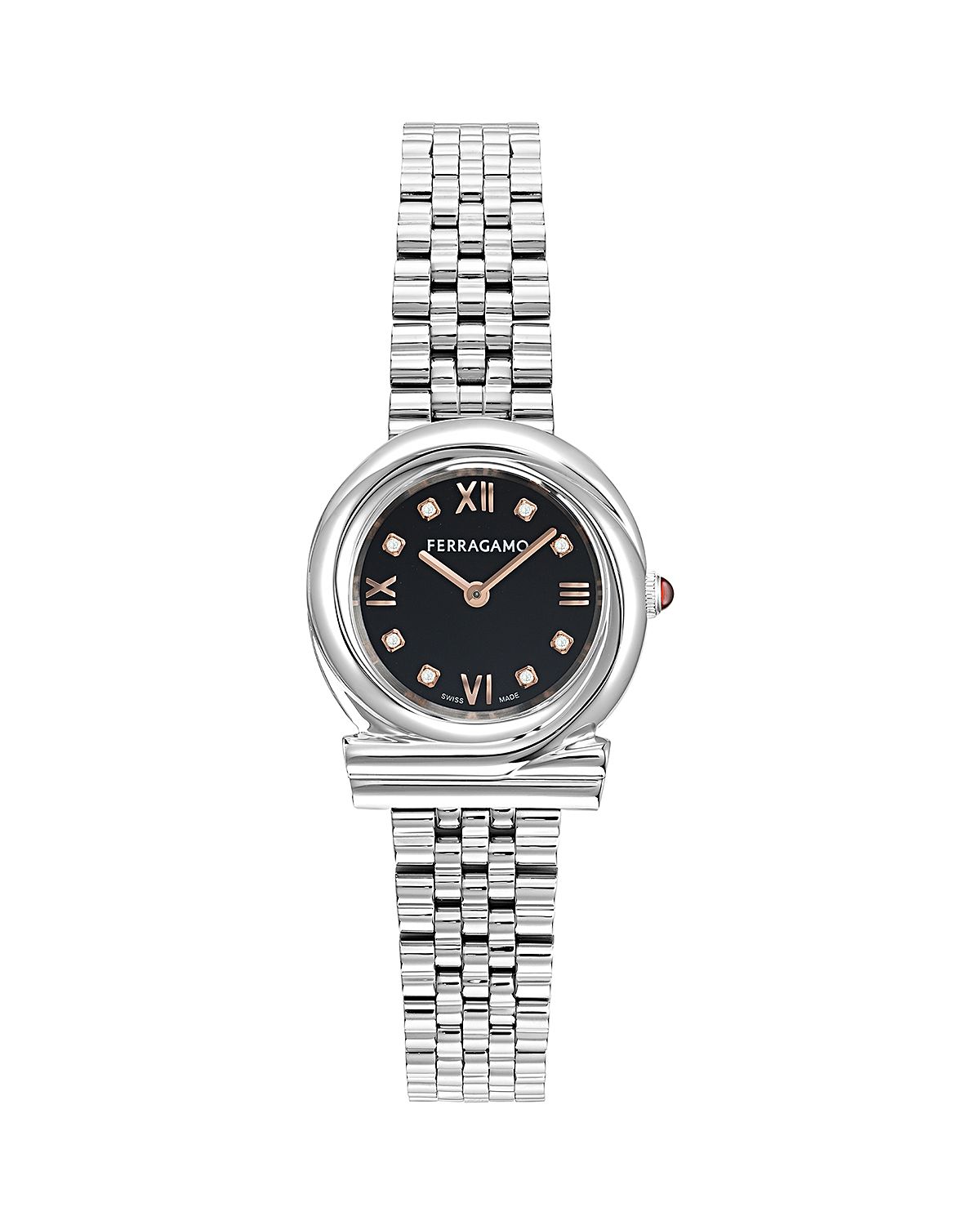 Ferragamo Gancini Twisted Diamond Watch, 28mm