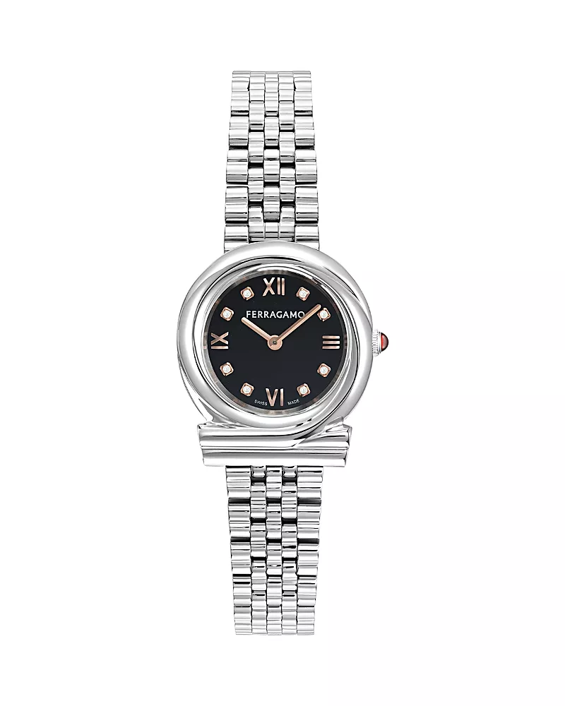 Ferragamo Gancini Twisted Diamond Watch, 28mm