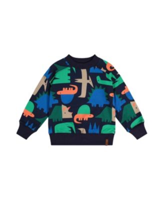 Unisex Dinosaur Ribbed Cuffs Fleece Sweatshirt