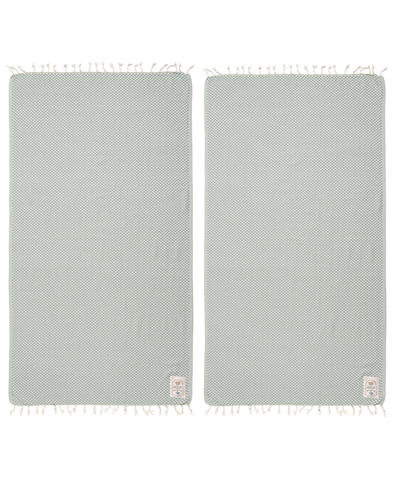 Zsa Zsa Zsu Baklan Fringed Yarn Dyed Peshtemal Bath Towel Set of 2, 35.4 x 66.9