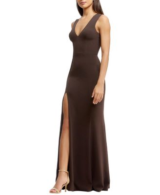 Sandra V-Neck High Slit Fitted Gown - thumbnail 8