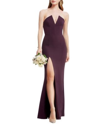 Fernanda Strapless Plunge V-Neck High Slit Gown - thumbnail 9
