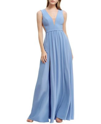  Katrina Plunge V-Neck High Slit Gown