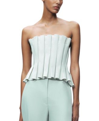  Pleated Strapless Bustier Top