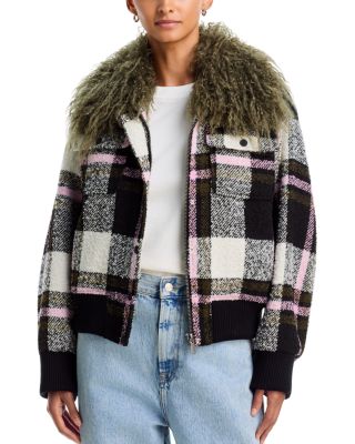 Kpop Faux Fur Collar Bomber Jacket