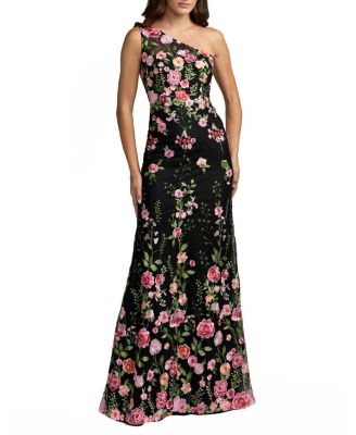  One Shoulder Lace Embroidered Gown