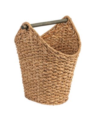 Bankuan Braided Oval Toilet Paper Basket with Wood Bar