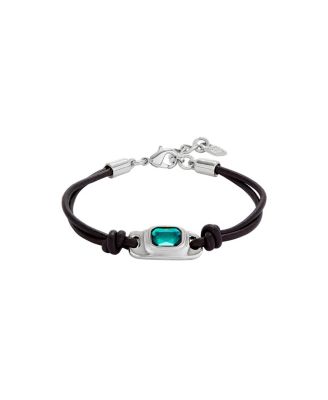  Sterling Silver Plated Leather Bracelet