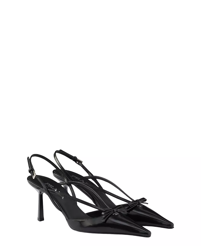 Prada Women's Brushed Leather Slingback Pumps