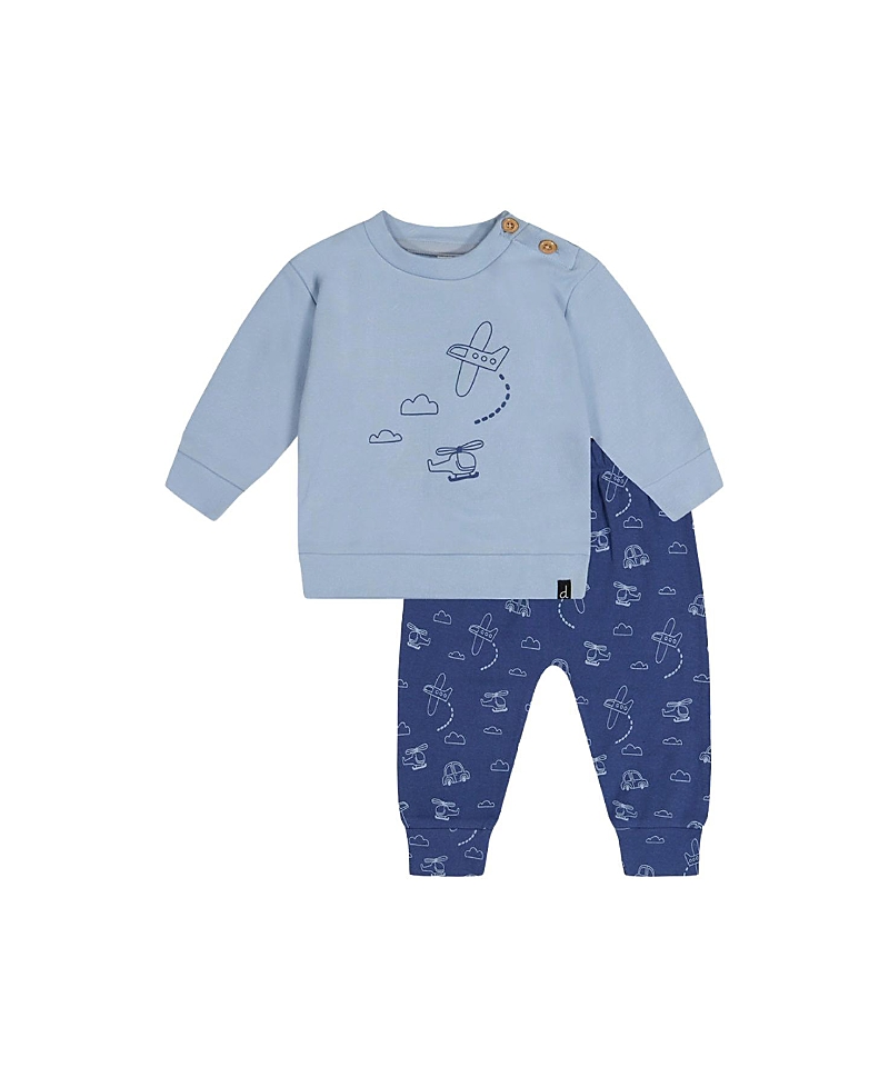 Deux Par Deux Boys' Organic Cotton Pants And Top Set - Baby In Blue