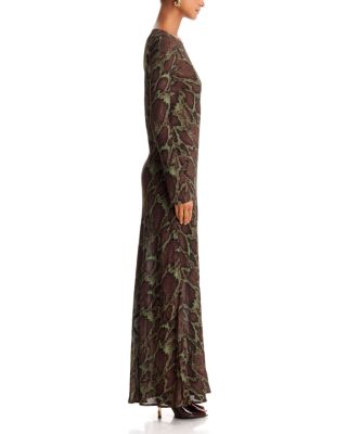 h&m green snake print dress pattern_Fringed