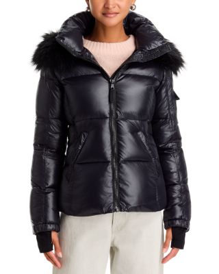 Gloss Faux Fur Trim Hooded Puffer Coat - Exclusive