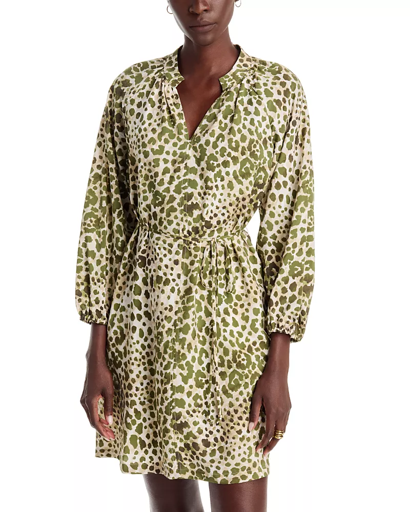 Tommy Bahama Pacific Leopard 3/4 Sleeve Tie Waist Dress