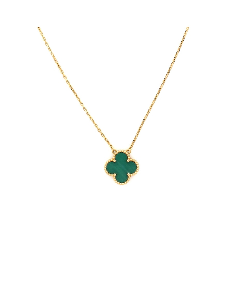 Pre-Owned Van Cleef & Arpels Vintage Alhambra Pendant Necklace 18K Gold and Malachite, 16.5