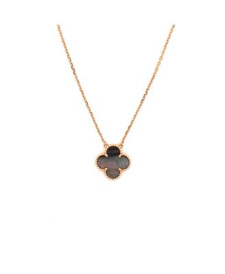  Vintage Alhambra Pendant Necklace 18K Rose Gold and Grey Mother of Pearl, 16.5"