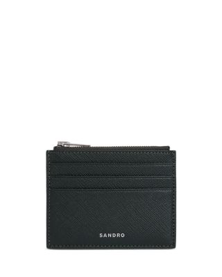 Synthetic Leather Zip Logo Card Holder