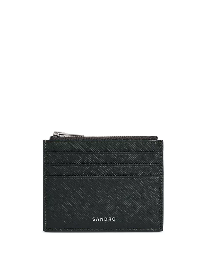 Sandro Synthetic Leather Zip Logo Card Holder