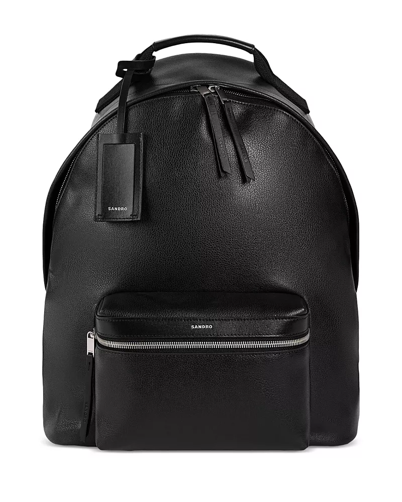 Sandro Grained Leather Backpack