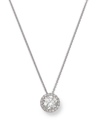 Luxe Collection Certified Lab Grown Diamond Halo Pendant Necklace in 14K White Gold, 2.0 tcw