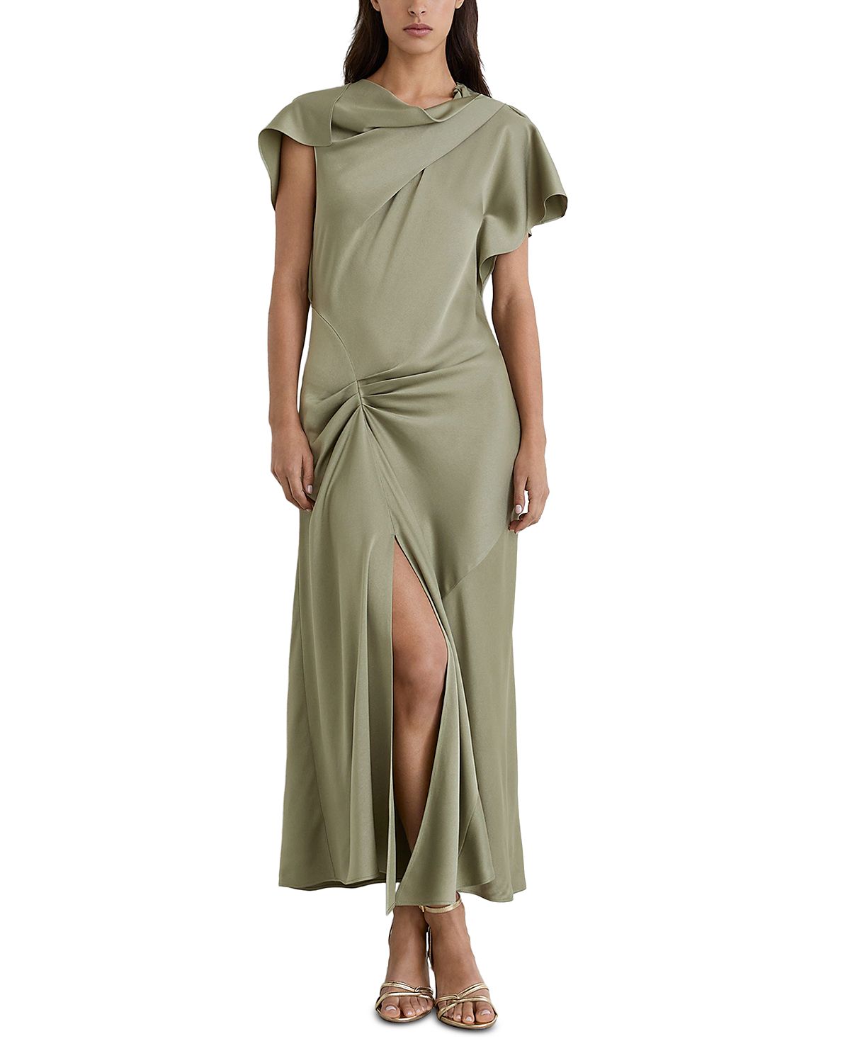 Reiss Sasha Satin Draped Dress
