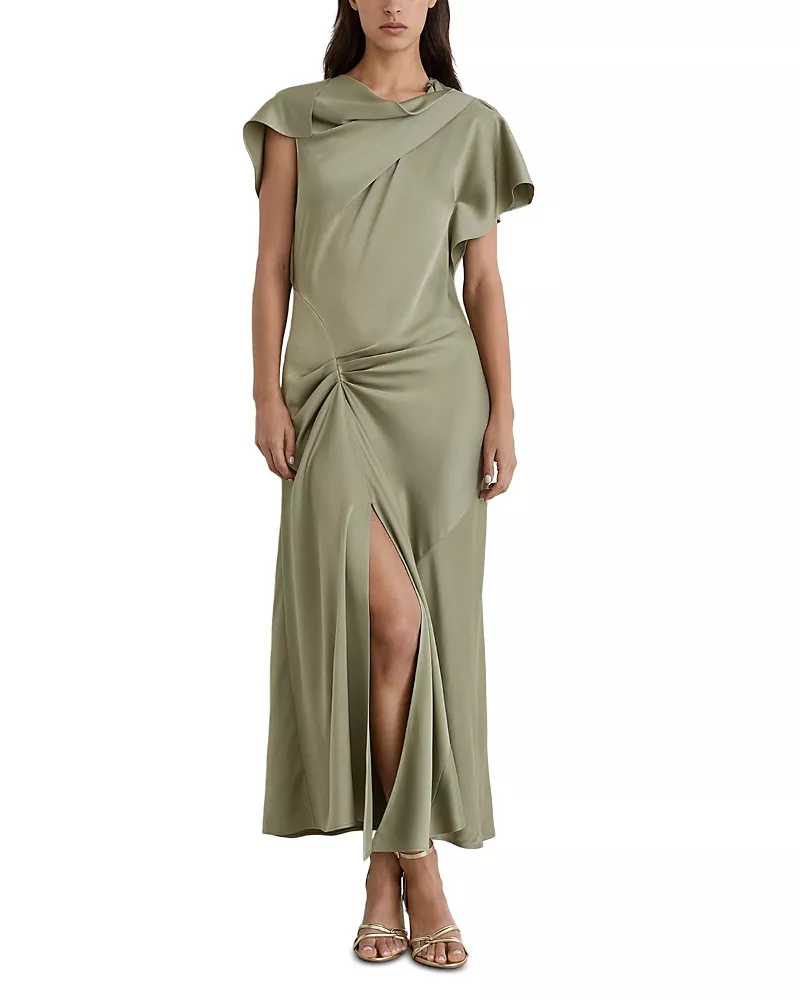 Reiss Sasha Satin Draped Dress