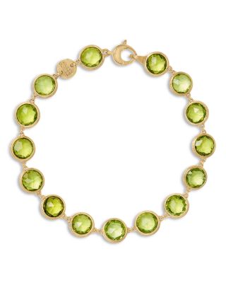 18K Yellow Gold Peridot Bezel Link Bracelet