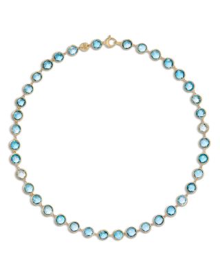 Marco Bicego 18K Yellow Gold Blue Topaz Bezel Link Collar Necklace, 15.5
