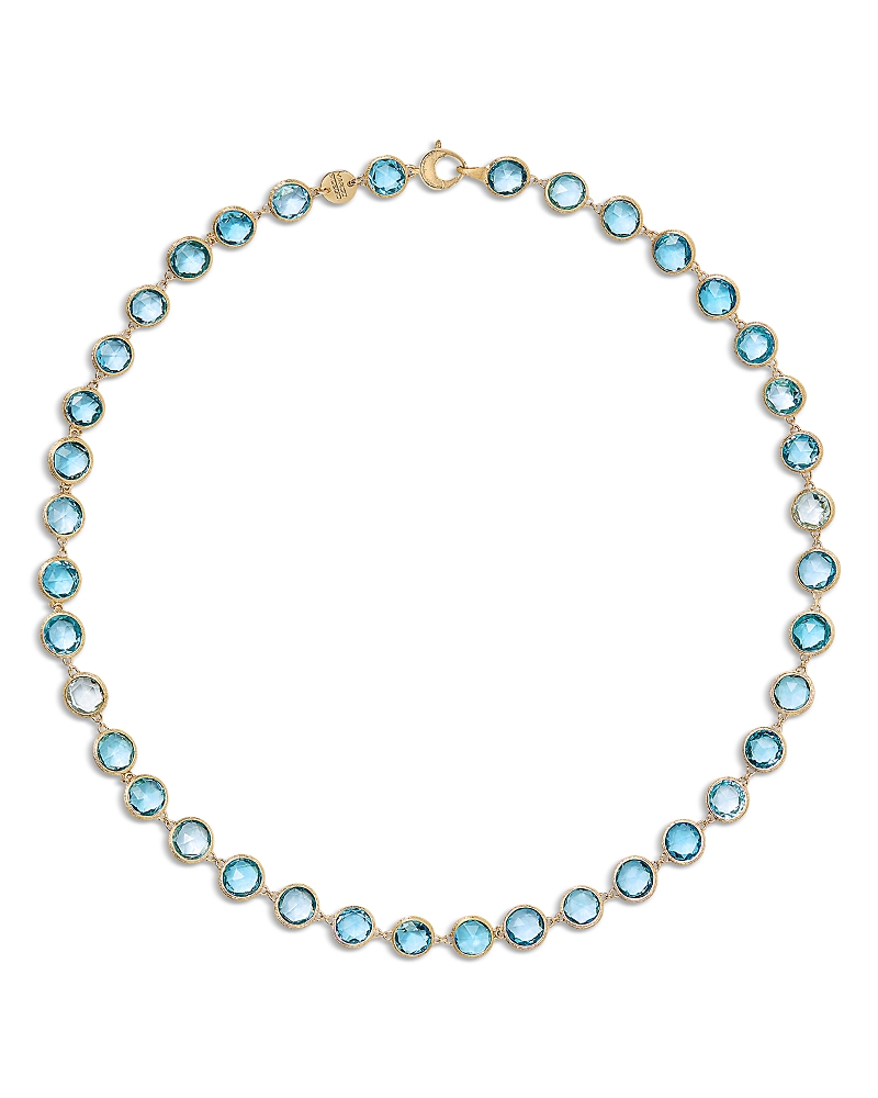 Marco Bicego 18K Yellow Gold Blue Topaz Bezel Link Collar Necklace, 15.5