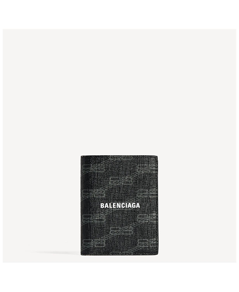 Balenciaga Signature Vertical Bifold Wallet Bb Monogram Coated Canvas
